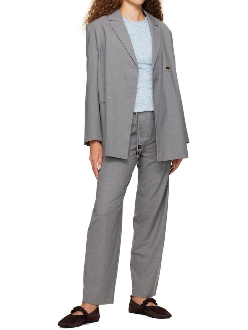 Ganni Drawstring Trousers in Grey